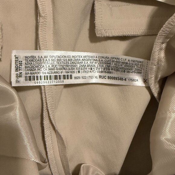 NWT Zara High Waisted Wide Leg Cream Trousers Size XL - Picture 6 of 6